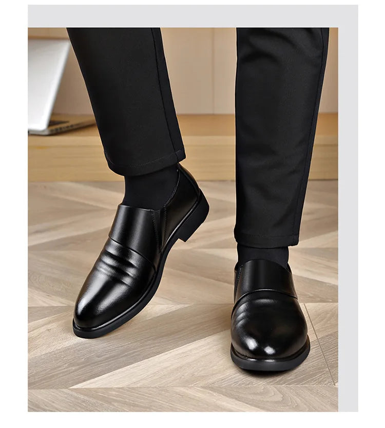 Spring Autumn Cow Leather Shoes for Men Fashion Casual Increase New Designer Men's Dress Shoes Black Platform Shoes Male