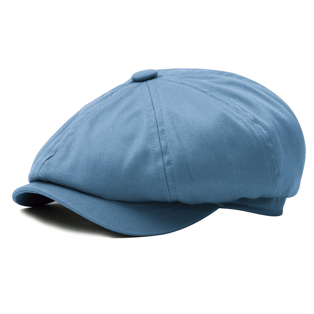 BOTVELA Men's Newsboy Cap Twill Cotton 8 Panel Hat Flat Ivy Cabbie Casual Baker Caps Gatsby Hat Retro Hats Boina Beret for Male