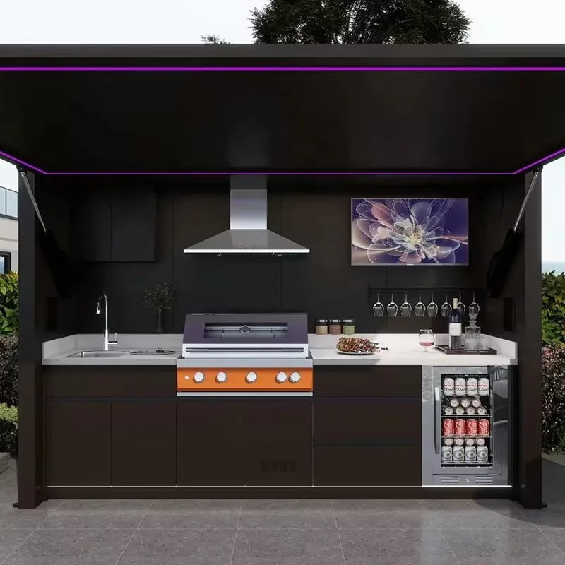 Customized Modular Outdoor Kitchen Villa  Kitchen Cabinets for Outdoor Bbq Grill Island Outdoor Kitchen Bbq Island