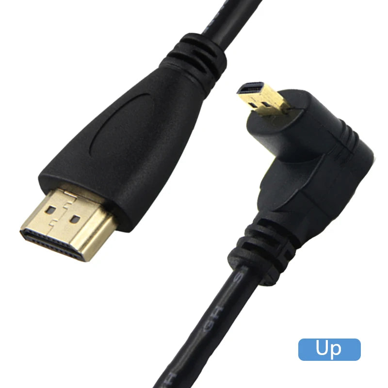 Micro hdmi Cable HDMI-compatible V1.4 Male to HDTV Micro HD 90 Degree Left Right Angle Cable 1080p for HDTV PS3 XBOX 3D LCD