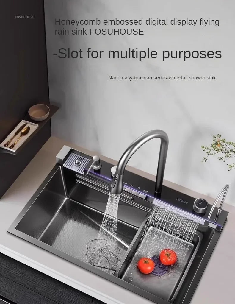 Modern Smart Kitchen Sinks Creative Metal Multi-functional Basin Luxury Household Sinks for Apartment Kitchen Rental House