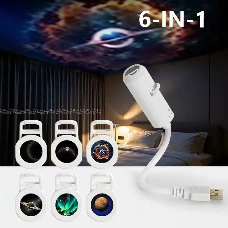 USB Star Galaxy Projector Night Light Car Ambient Light Romantic Atmosphere Starry Sky Projection Lamp For Car Home Decor Light