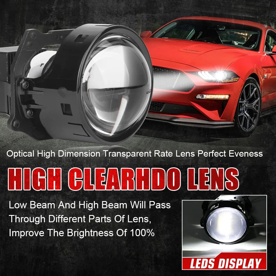 2PCS Bi LED Projector 3 Inches Headlights Fog lights Lenses  40000LM 120W Diode Headlamp For Hella LED Lights Projector