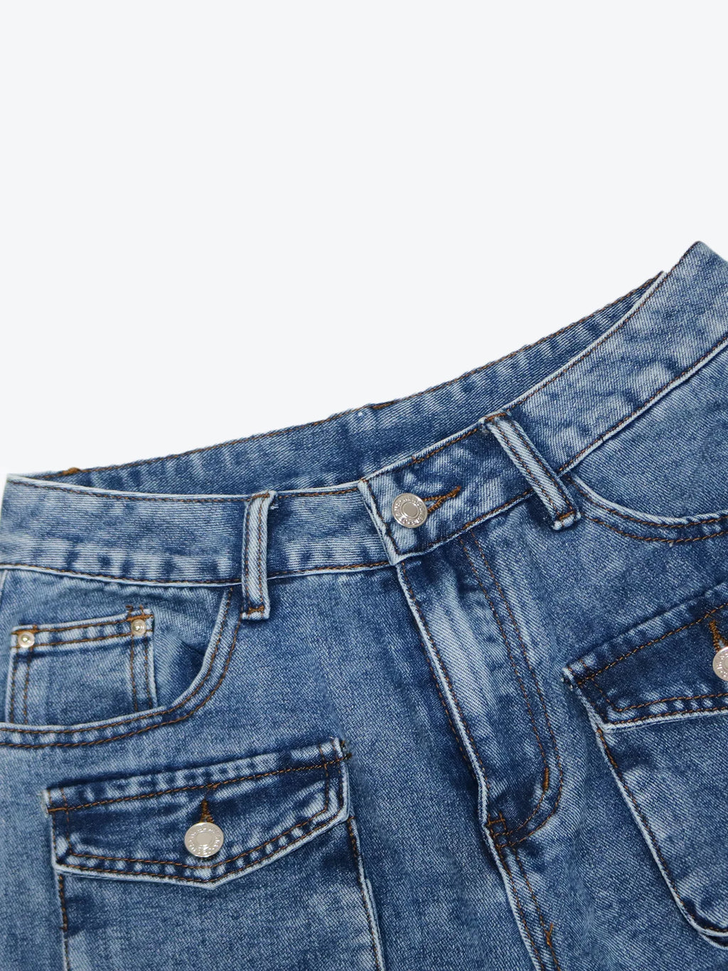 Shorts Women Knee Length Cargo Jeans Multiple Pockets High Waist Washed Distressed Streetwear 2025 Summer Denims Short Pants