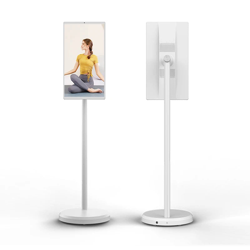 Floor-Standing TV Stand,32 Inch Monitor Screen Digital Signage Touch Screen Android 15 4+128GB Smart TV Display Portable TV Moni
