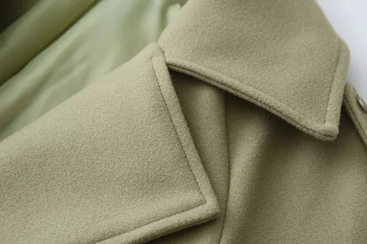 Whisper Lumi Vintage Double Breasted Lapel Women Long Coat Elegant Loose Jacket With Belt Autumn Casual Ladies Streetwear
