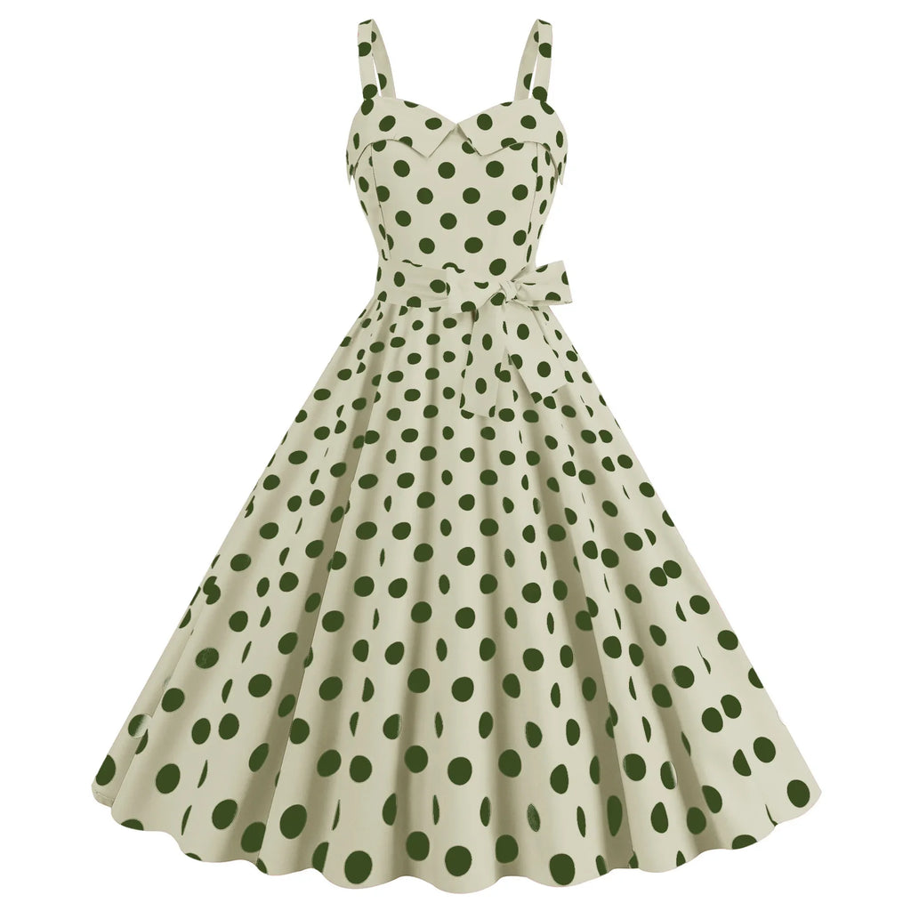 Vintage Classical Polka Dot Printed Dress Women's Sexy Sling Strap Wrap Chest Dress Valentine's Day Streetwear Spring Summer