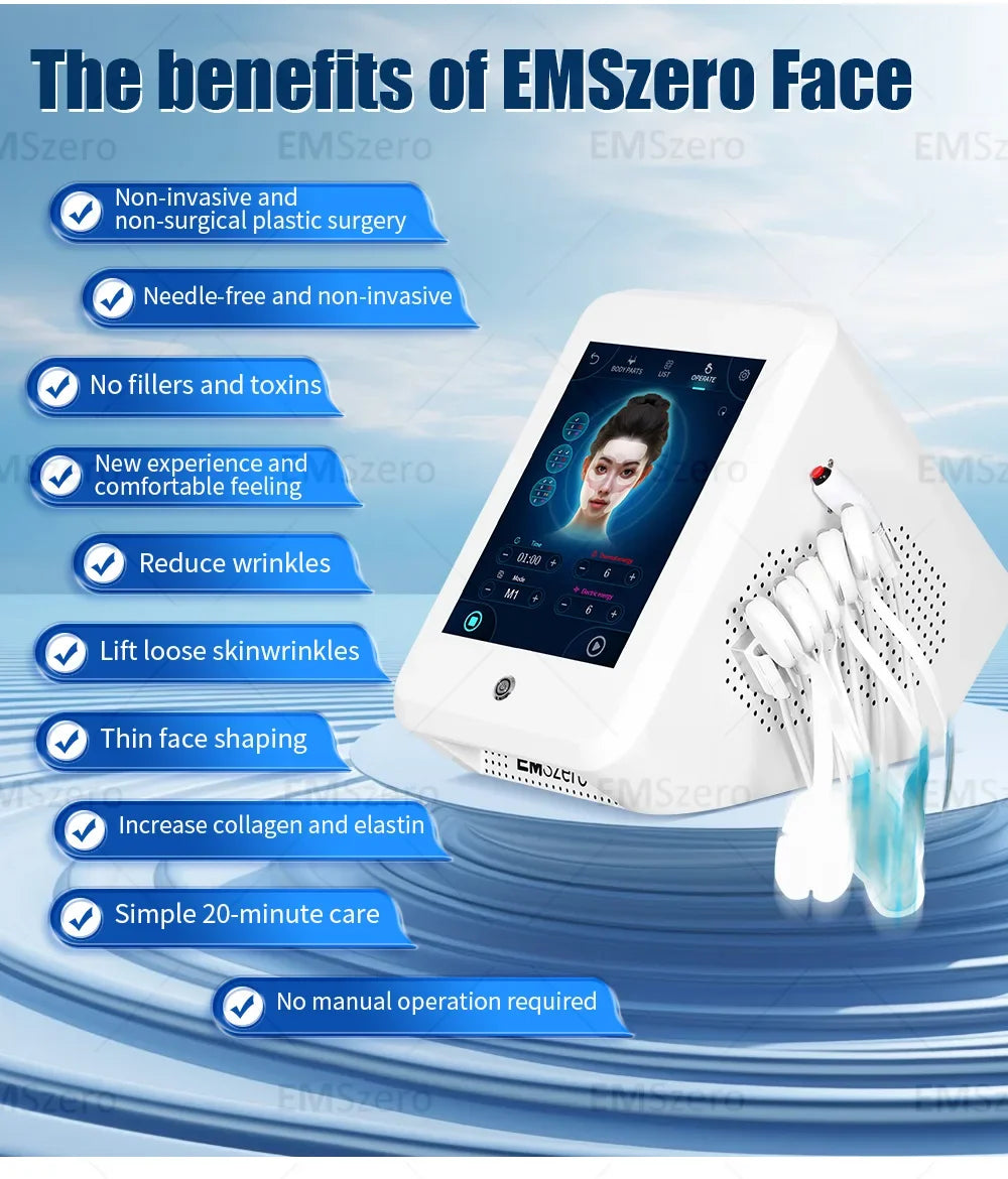 NEW Ems RF Facial Electrostimulation Face Lifting Machine 6 Handles Sculpt Face Pads Massager Device Anti Aging Wrinkles Removal