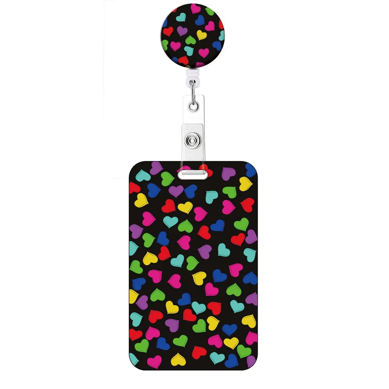 Flower Retractable Buckle Card Holder Women Business Badge Case Reel Clip Girls Cardholders Doctors Nurses Hang Credential holde