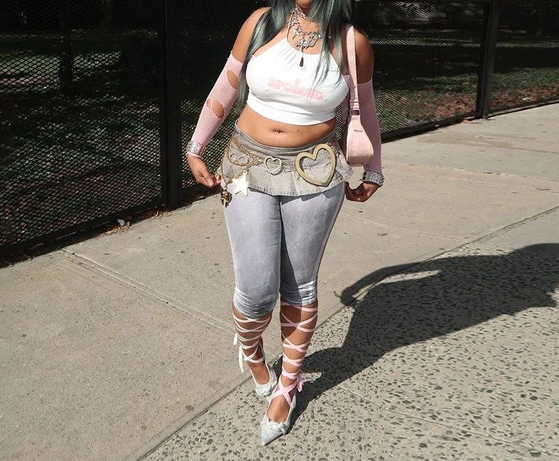 European and American Digital Printed Imitation Denim Six-point Pants 2026 Summer Vacation Beach Casual Pants
