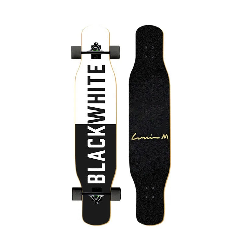 44-inch longboard skateboard for beginners, men, women, adults, professional double-kick dance board, youth maple wood four-whee