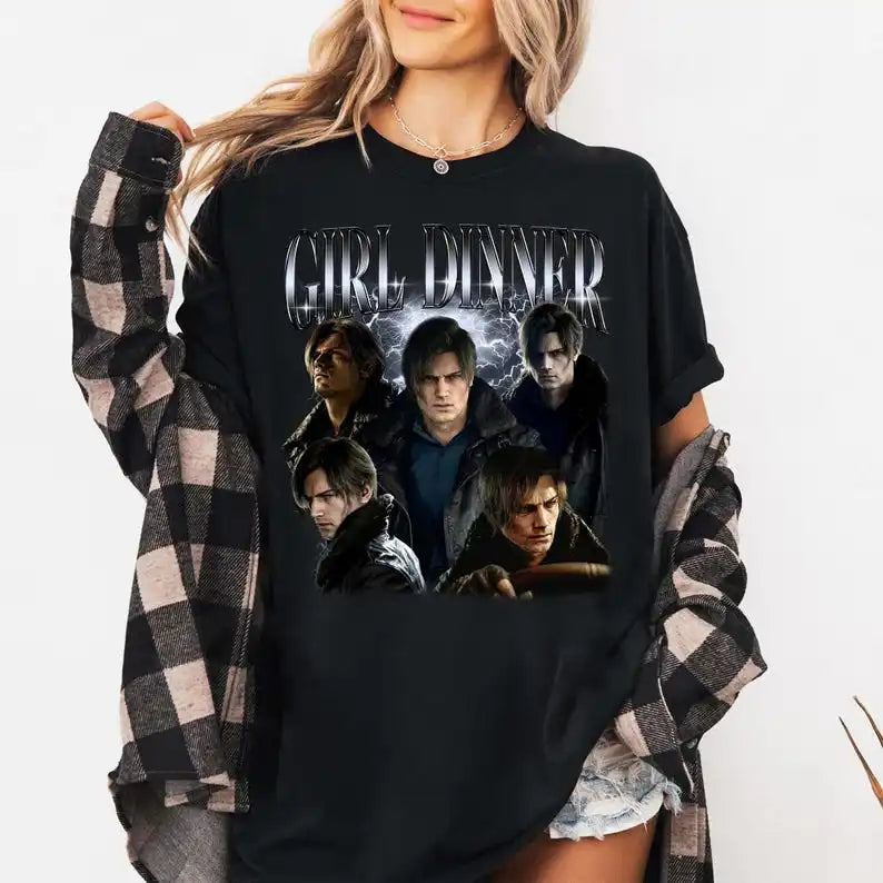 9 Requiem Leon S. Kennedy Girl Dinner Cotton  Game  Black shirt