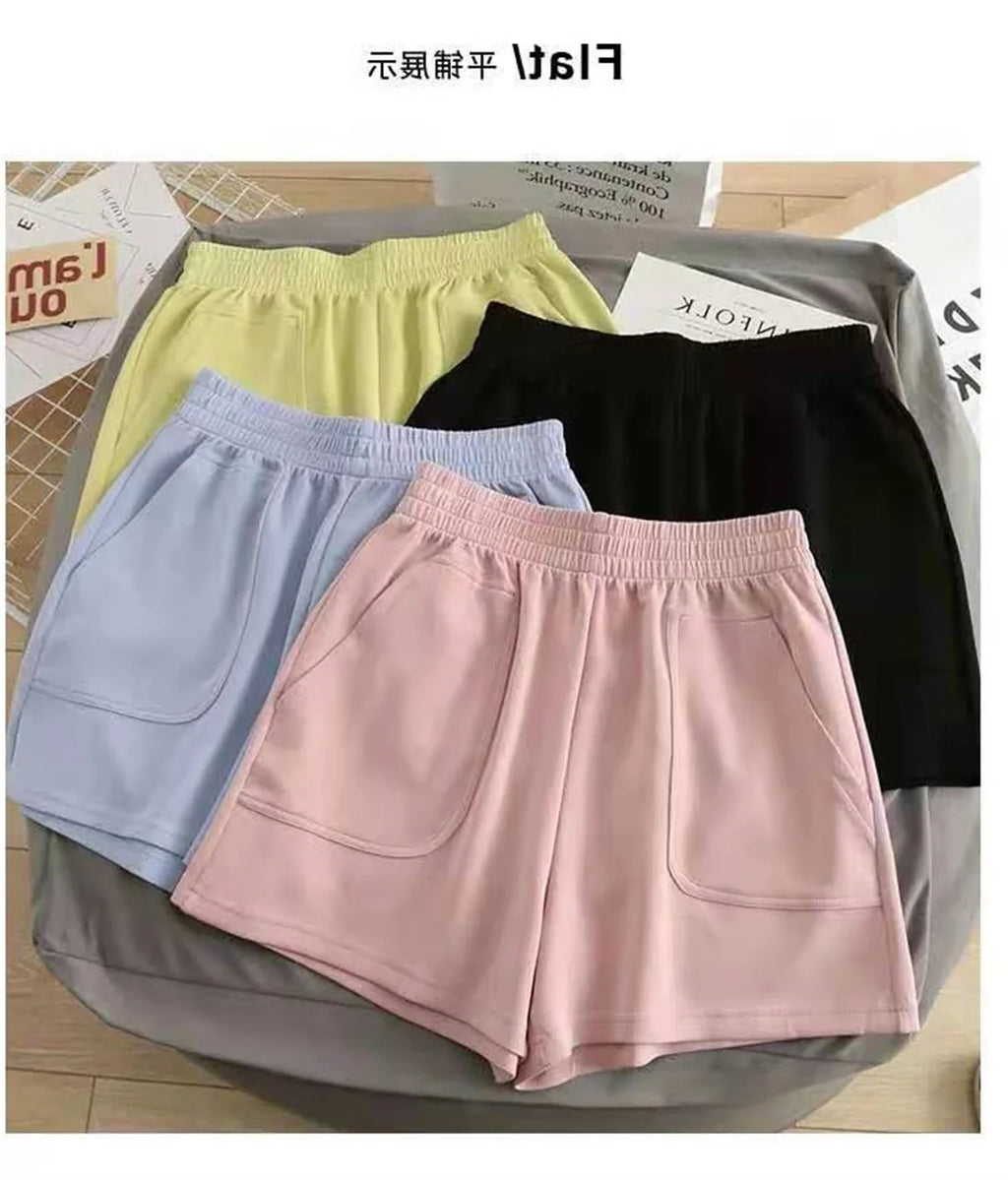 Women Summer 2026 Loose Slim Drawstring Hot Pants Korean High Waisted Wide Leg Casual Versatile Sports Shorts for Outdoor Wear
