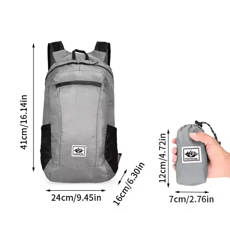 Outdoor Lightweight Travel Bag 20L Large Capacity Foldable Waterproof Backpack for Men and Women Hiking Daily Bag