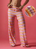 Casual Women Pants Loose Wide Legs Trouser Women's Clothing Home Clothes Homewear Striped Contrast Comfortable All-match Trendy