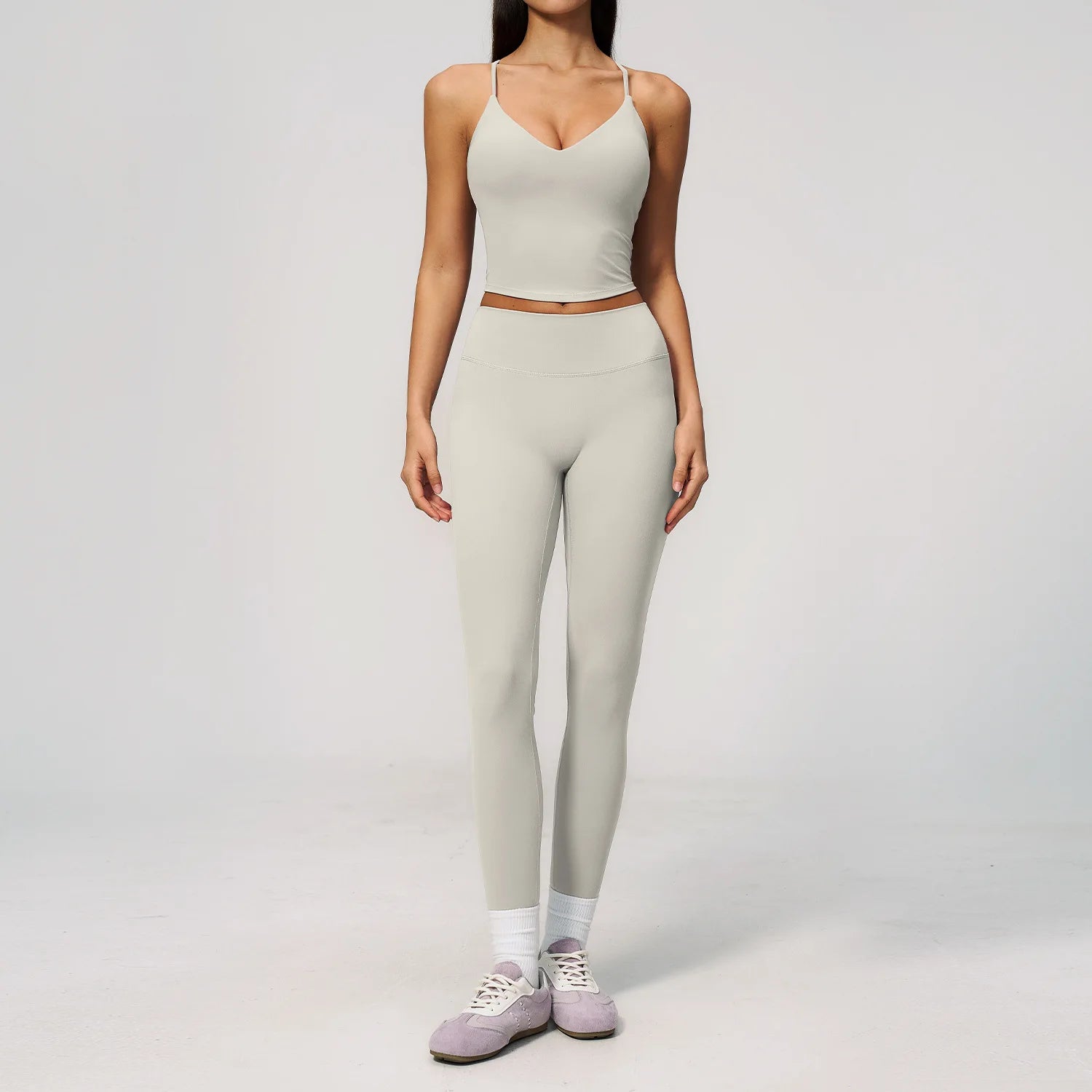 2PCS Yoga Suit Women's Tracksuits Gym Clothes Running Workout Outfits Sports Bra Middle Pants Athletic Wear Female Yoga Clothing