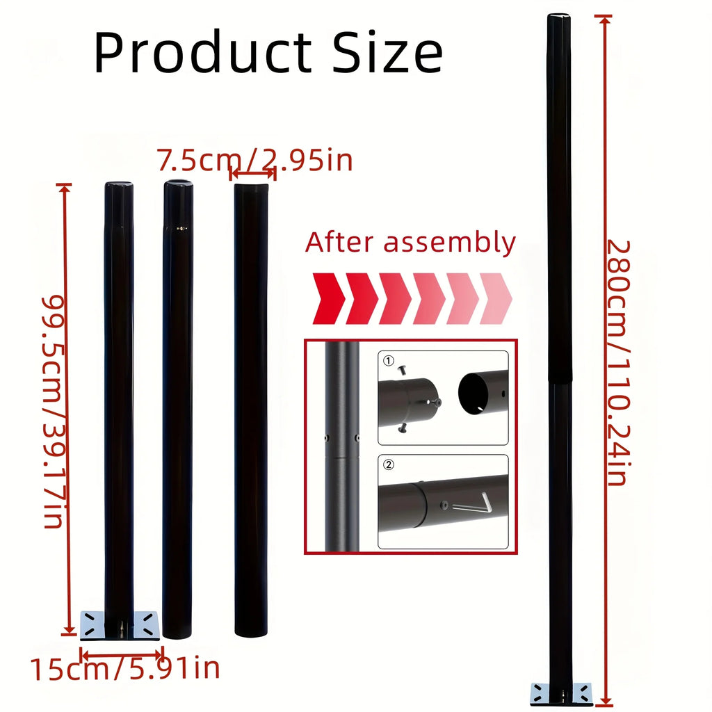 Solar Lamp Post Light with 78" Tall Pole, Removable Head, IP67 Waterproof Outdoor Garden Lamp,Easy Install