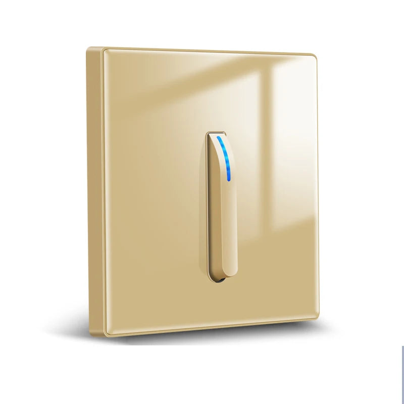 Wall Light Switch 1/2/3/4 Gang LED Indicator Piano Button, White Black Gray Gold Tempered Glass Panel Wallpad L6, 86*86mm