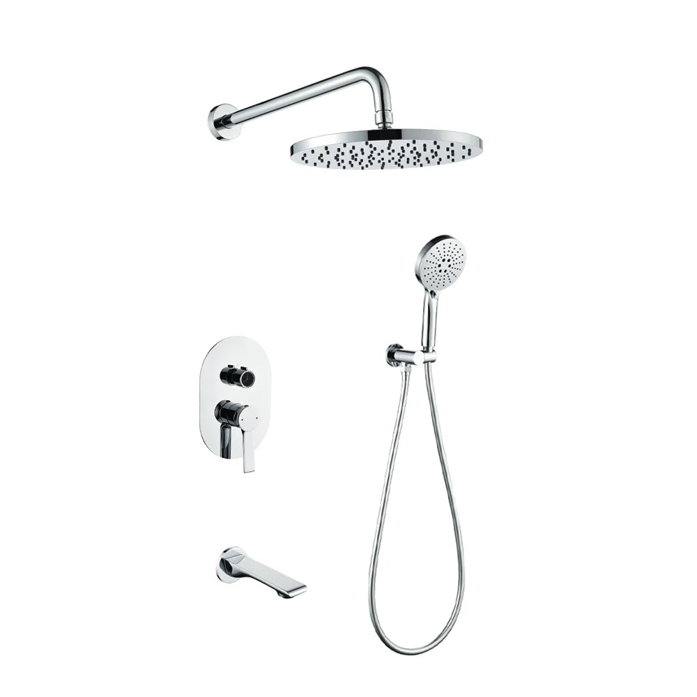 High End Matte Black Concealed Rain Shower System Modern Bathtub Thermostatic Shower Set 3 Modes Rainfall Bathroom Shower Faucet