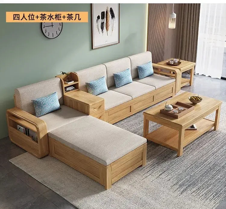 R134 Wood Storage Living Room Sofas Designer Sectional  Nordic Luxury Living Room Sofas Lounges Modern Banken Woonkamer Furnitur