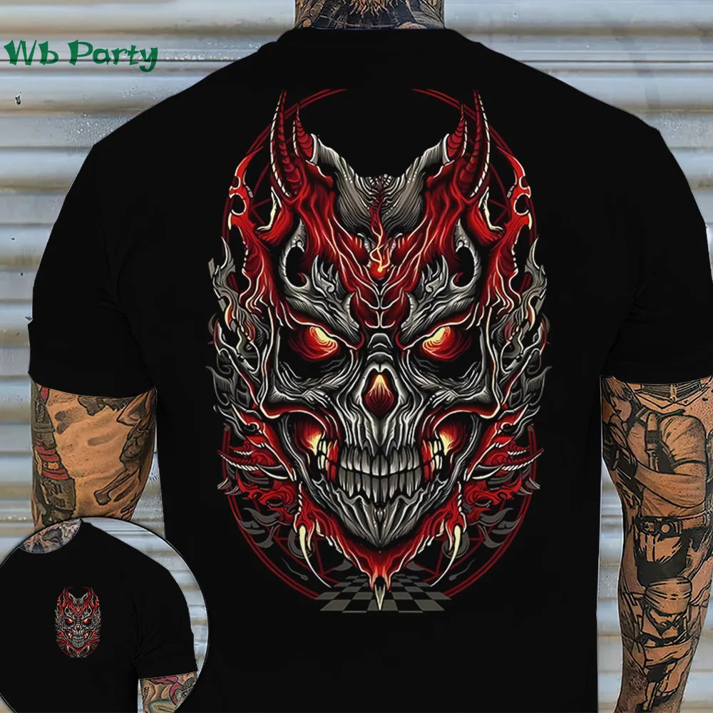 Skull Pattern Back Print Clothes Men Graphic Tees Men's Summer Clothes Designer Clothes Men Short Sleeve Tee Skull Graphic Tees
