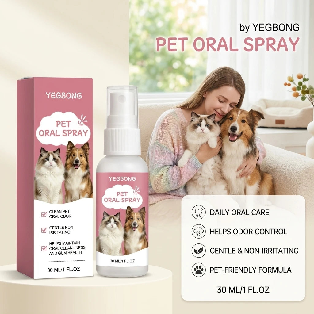 Pet Oral Care Spray Eliminating Bad Breath Cleaning Food Residue Support Long-Term Gum Health No-Brush Daily Pet Oral Deodorizer
