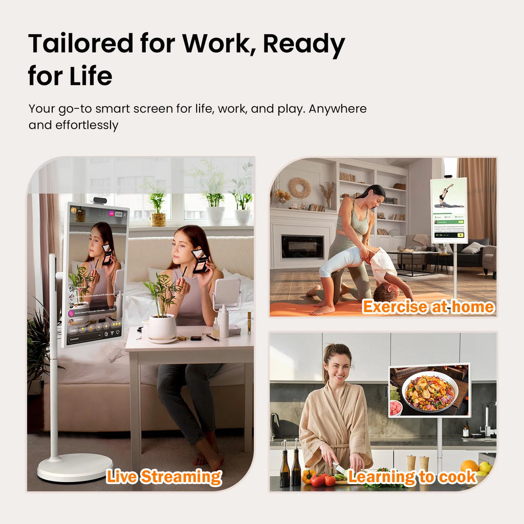 32 Inch Rotatable Smart Portable Tv with Android 12, Magnetic  Lcd Display on Wheels, Advertising Screen for Home