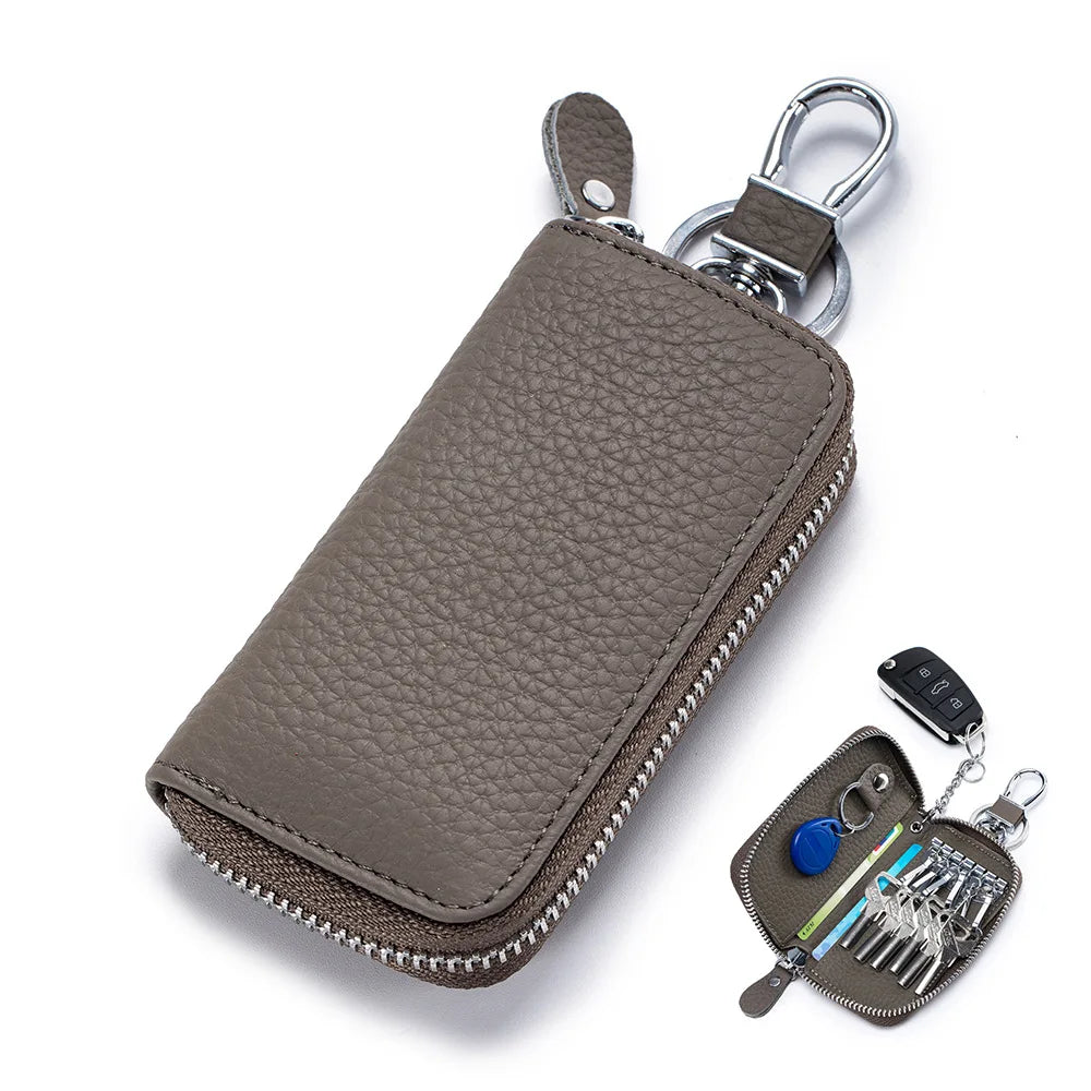 Key Case Multifunctional Zipper Men's Household Key Case Universal Car Keybag Women Leather Organizer Keychain Wallet 10 Color