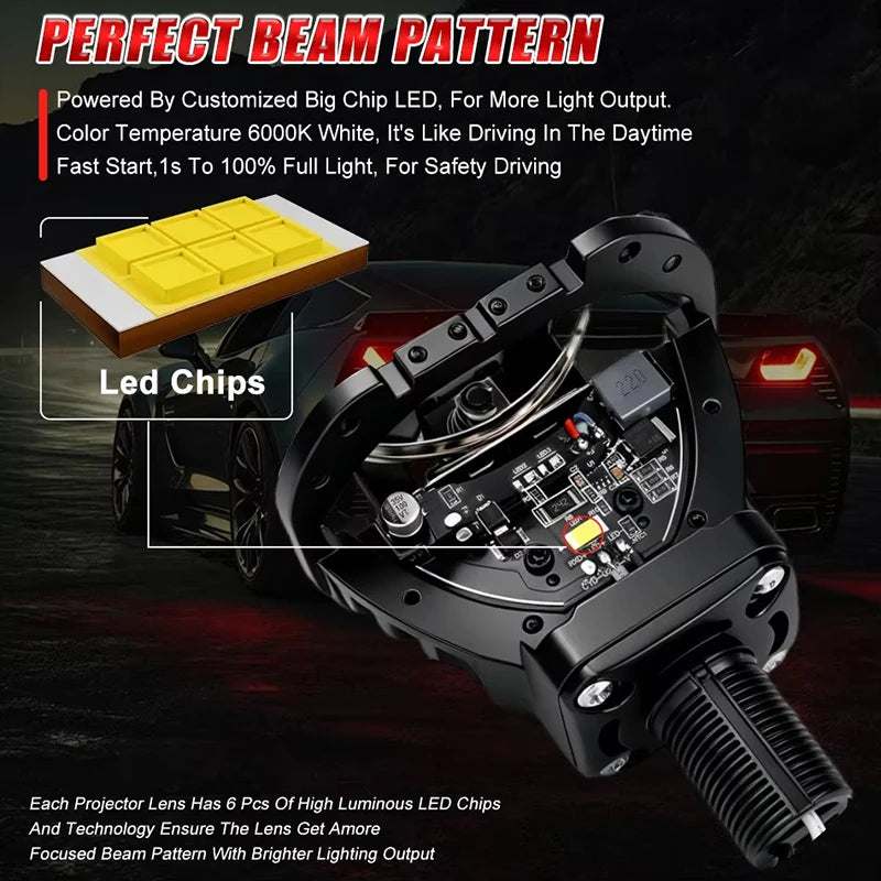 Bi-LED Projector Headlight Lenses H7 H4 9005 9006 LED Car Lamps Auto High Low Beam LED Light Bi-led Lens 2.5 Inch 3.0 In