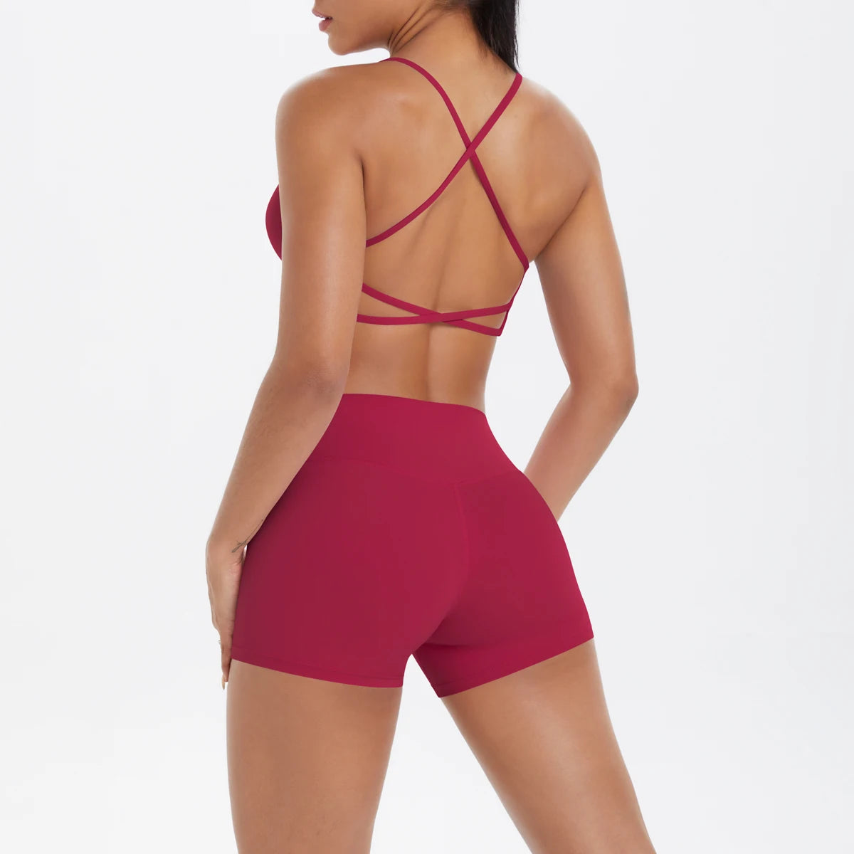 Yoga Short Sets Women Beauty Back Sports Bra SportsWear Sport Outfit For Woman Running Crop Top Shorts Suit Workout Clothes