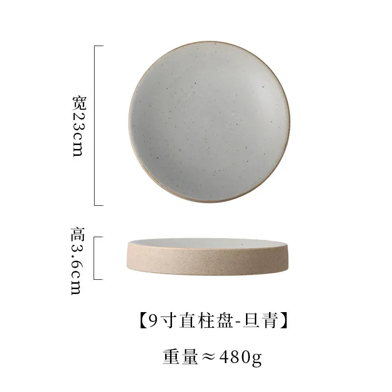 Premium Western Cuisine Plate Retro Round Plate Commercial Ceramic Tableware Cylinder  Simple Cake Dim Sum