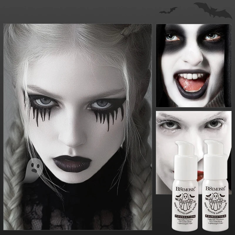 White Foundation for Halloween Makeup –Full Coverage Matte Face Paint for Cosplay Clown Vampire Skull,Non-Toxic Body Paint Cream