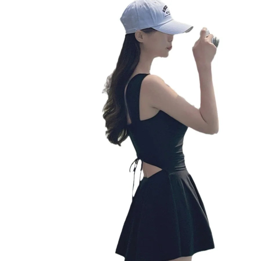 New Summer Women's Solid Color One-piece Swimsuit Slimming and Sexy Backless Tight Swimsuit Outdoor Party Pool Swimsuit
