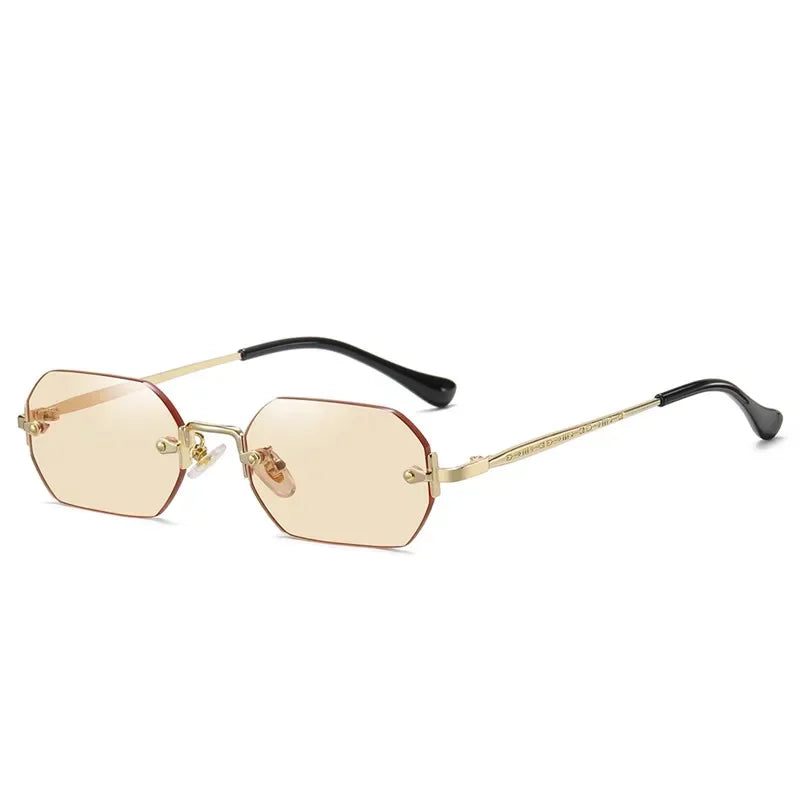 Vintage Rimless Polygon Sunglasses Women Men Luxury Brand Designer Popular Travel Small Frame Sun Glasses Ladies
