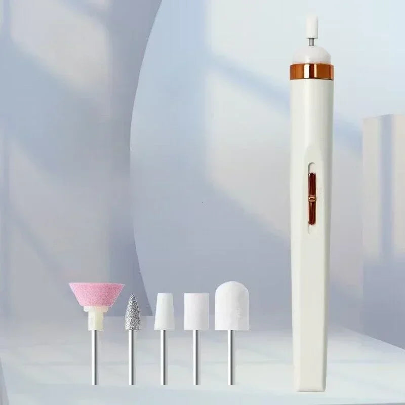 Nail Polishing Machine Electric Nail Grinder With Light Portable Mini Electric Manicure Art Pen Tools With Bag For Gel Removing