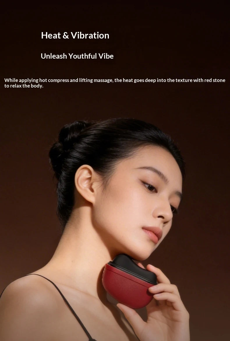 Facial Massager Electric Gua Sha Facial Sculpting Tool with Heated Vibration for Neck Face Skin Firming Home SPA