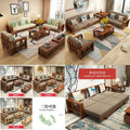 Compact Rubber Wood Solid Frame Sofa Set for Living Room Small Apartment Rental B&B Space Saving Durable Home Furniture