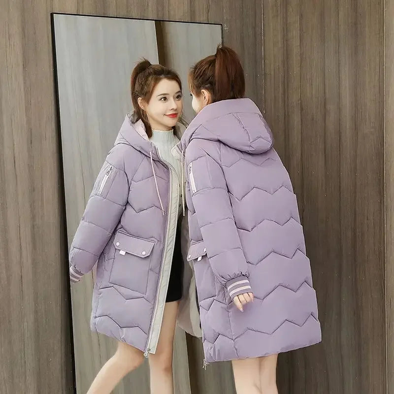 Winter Women Jacket Coats Long Parkas Female Down Cotton Hooded Overcoat Thick Warm Jackets Windproof Casual Student Coat