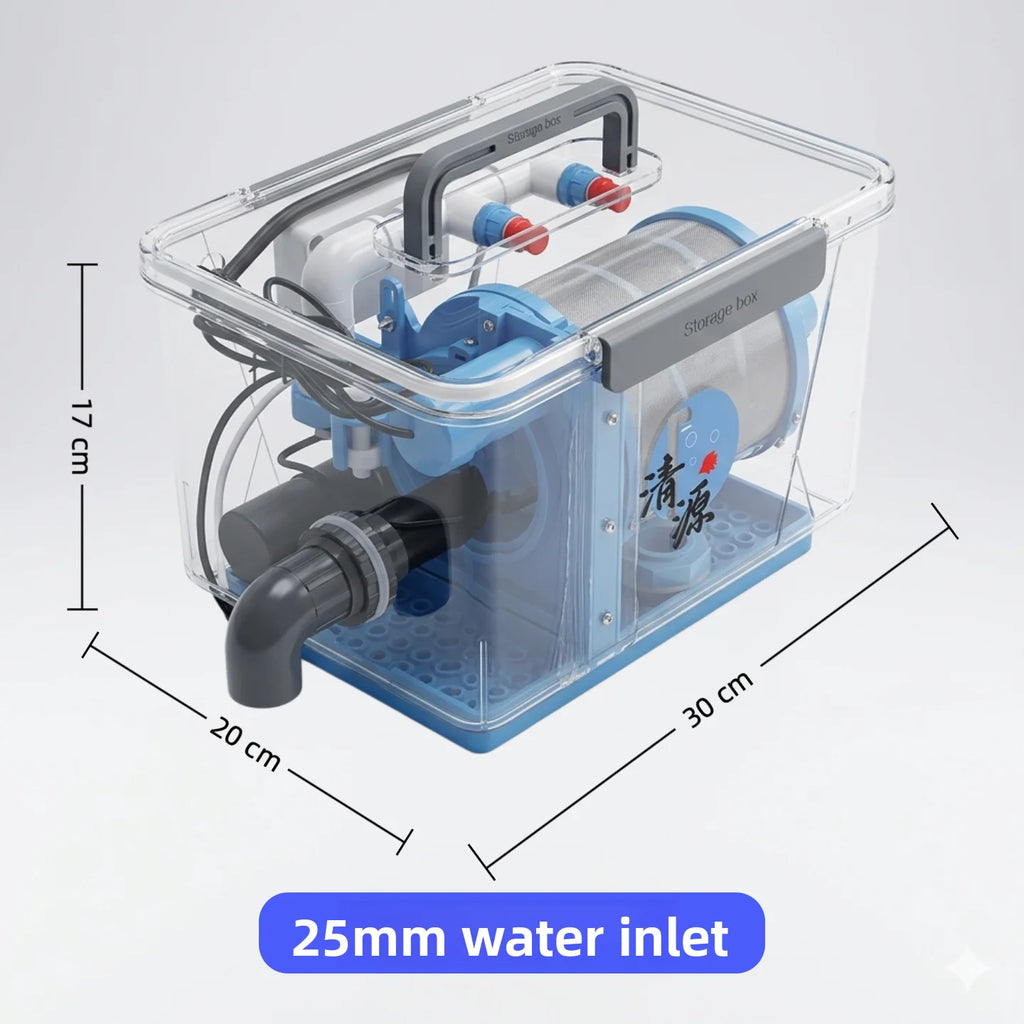 W5-fully automatic backwash filter fish pond fish tank rotary drum microfiltration machine 200 mesh filter screen gray 5000l/h