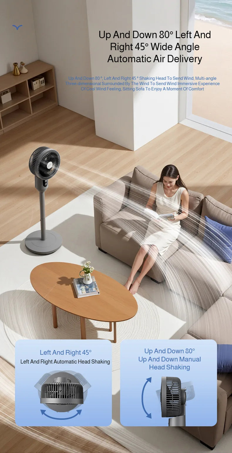 Household floor fan three-speed wind silent electric fan floor fan high wind air circulation fan dual-purpose adjustable fan