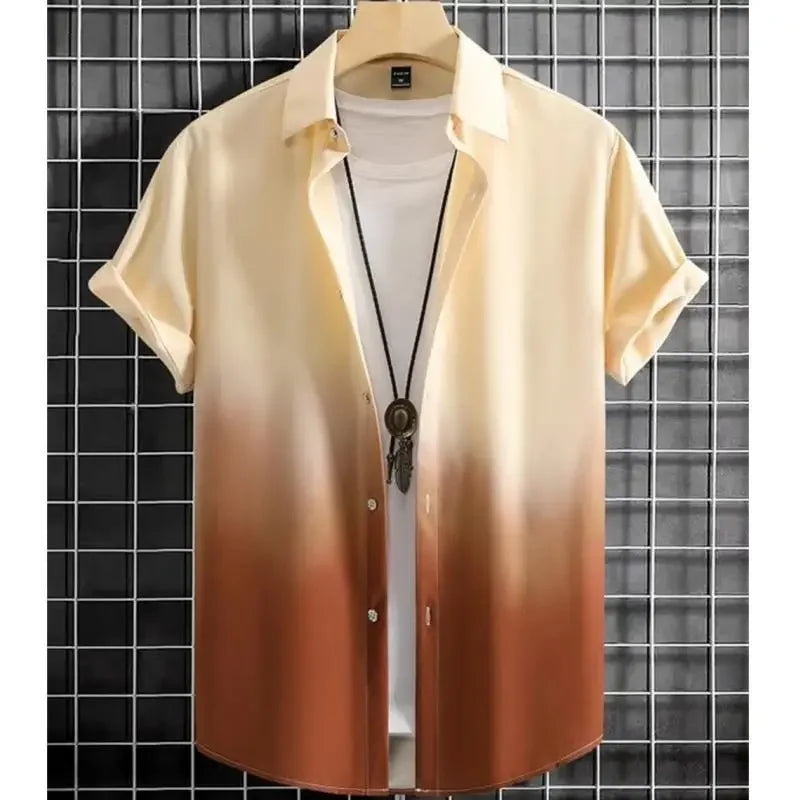 2026 Hawaiian Men'S Shirt 3d Gradient Printing Loose Oversized Shirts and Blouses High-Quality Clothing Beach Party Sweatshirts
