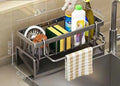 Kitchen Sink Storage Rack No Punch Rag Drainage Shelf Spice Organizer