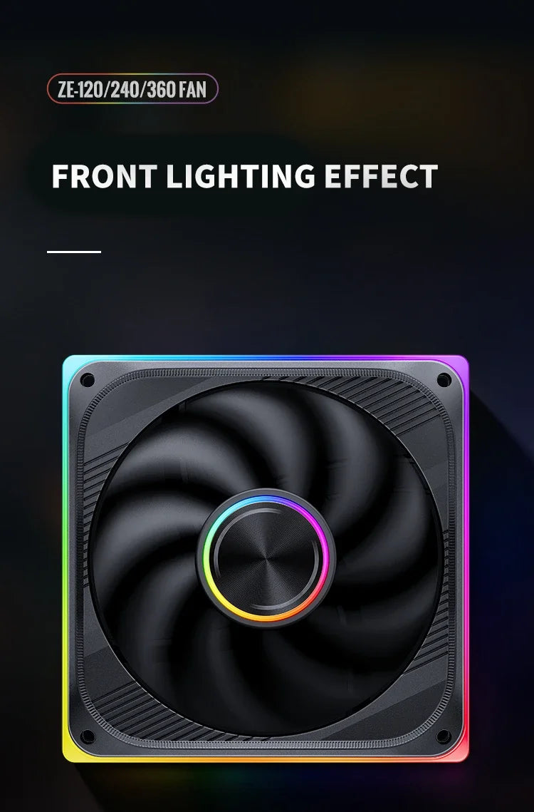 JONSBO ZE-120/240/360 120mm ARGB Case Fan, Infinity Mirror RGB, PWM Fan, MB Sync, Aluminum CD Pattern Hub Badge