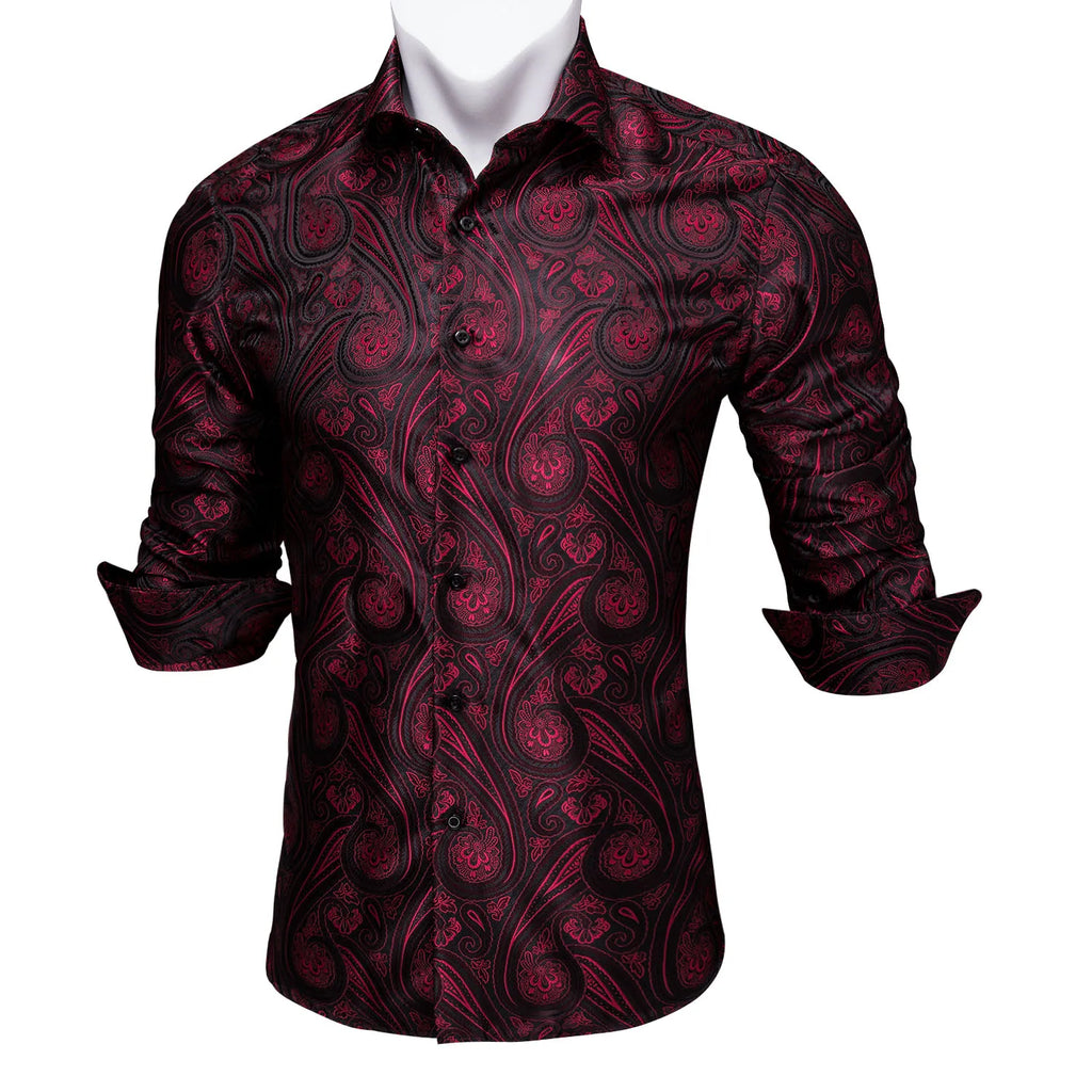 Gold Paisley Bright Shirts Men Autumn Long Sleeve Casual Flower Shirts For Men Designer Fit Dress Shirts BCY-07