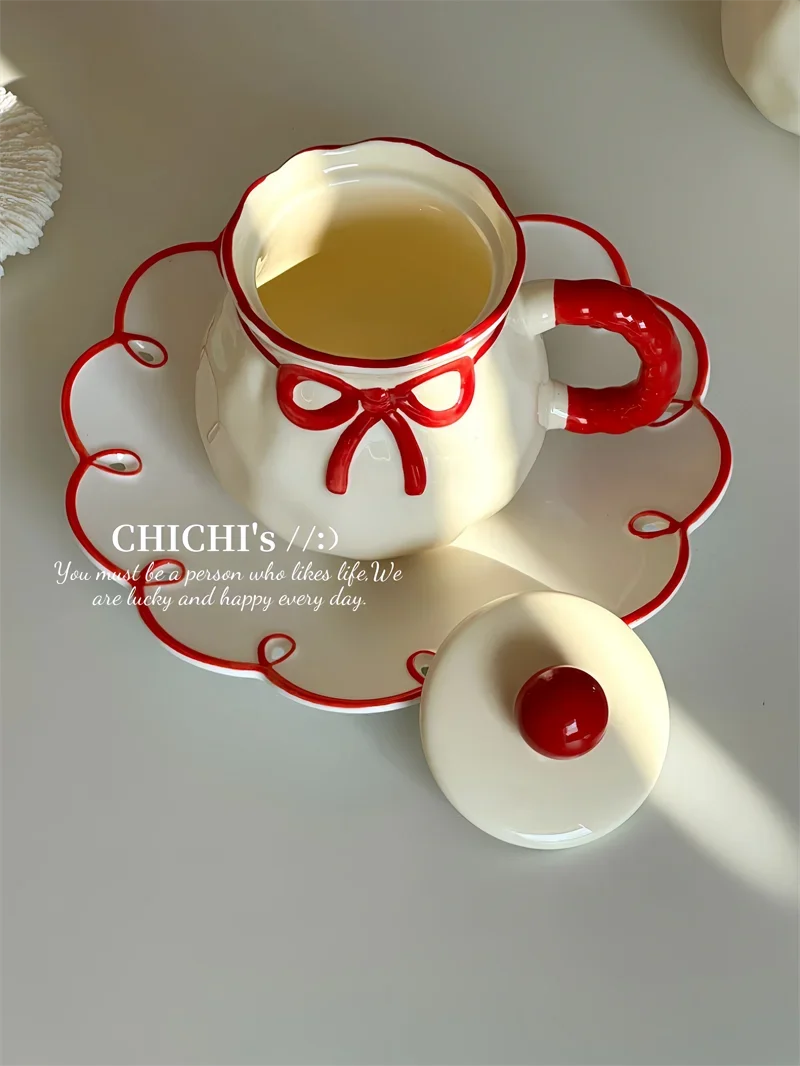 Hand-Painted Ceramic Coffee Mug Milk Cup Water Drinking Cup with Lid Underglaze Color  Design China Mugs for Dining