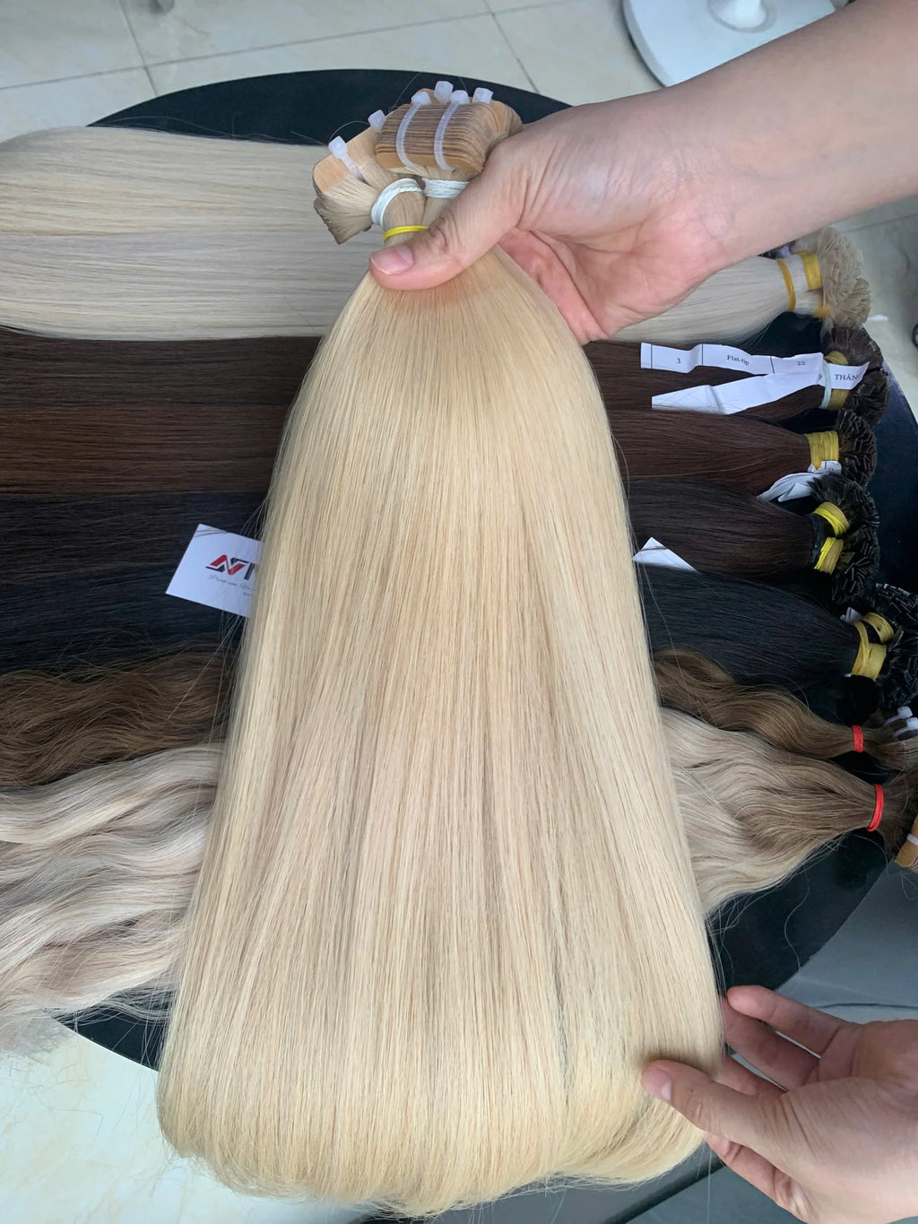 Wholesale 100g Tape-In Hair Extensions Baby Thin Premium All-Color Vietnamese Raw Virgin Straight Wavy Normal Tape