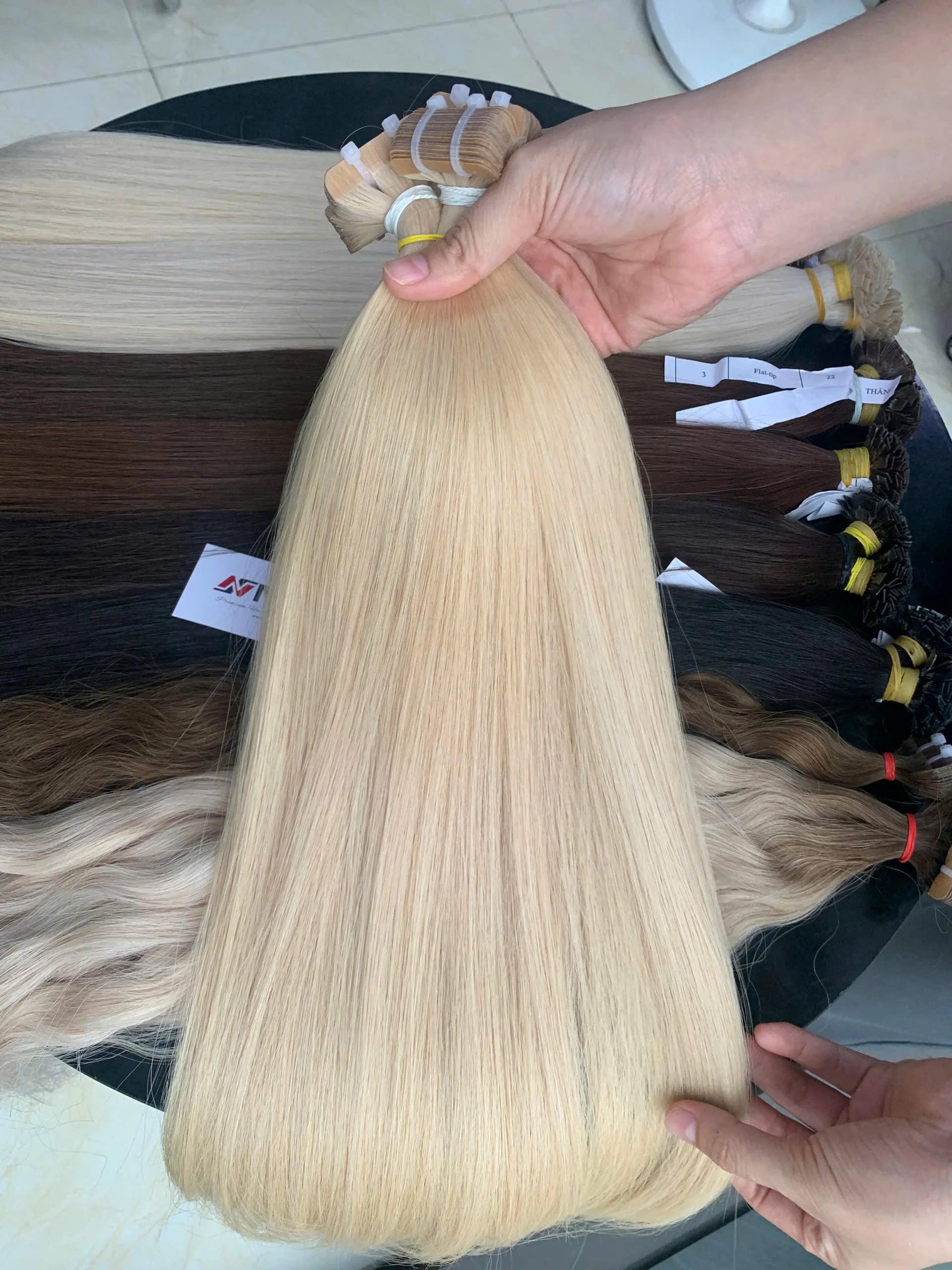 Wholesale 100g Tape-In Hair Extensions Baby Thin Premium All-Color Vietnamese Raw Virgin Straight Wavy Normal Tape