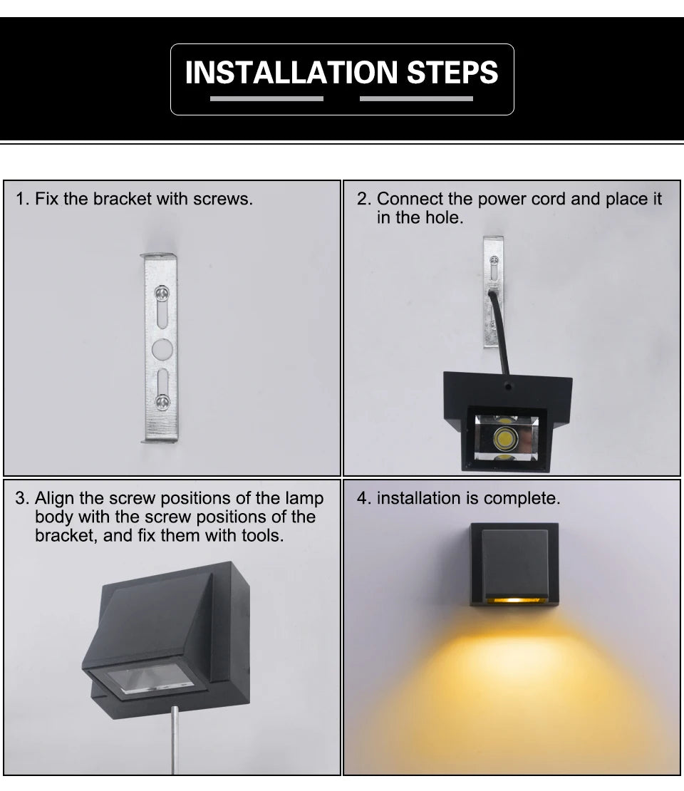 LED Wall Light Outdoor Waterproof Porch Garden Wall Lamp Indoor Bedroom Bedside Home Decoration Lighting Lamp