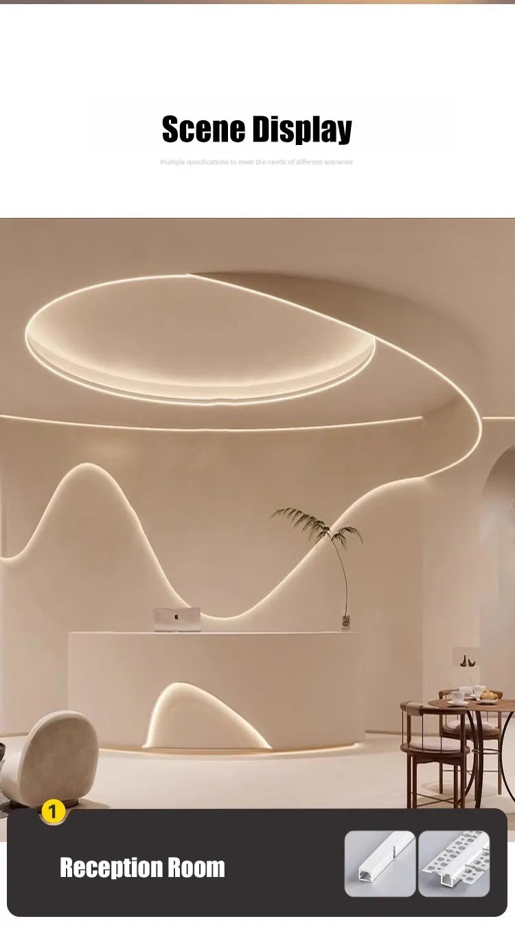 0.5/1M Bendable Led Aluminum Profile 20/30/40Mm Wide Flexible Led Channel Diffuser Curved Line Light Bar Aisle Ceiling Lighting