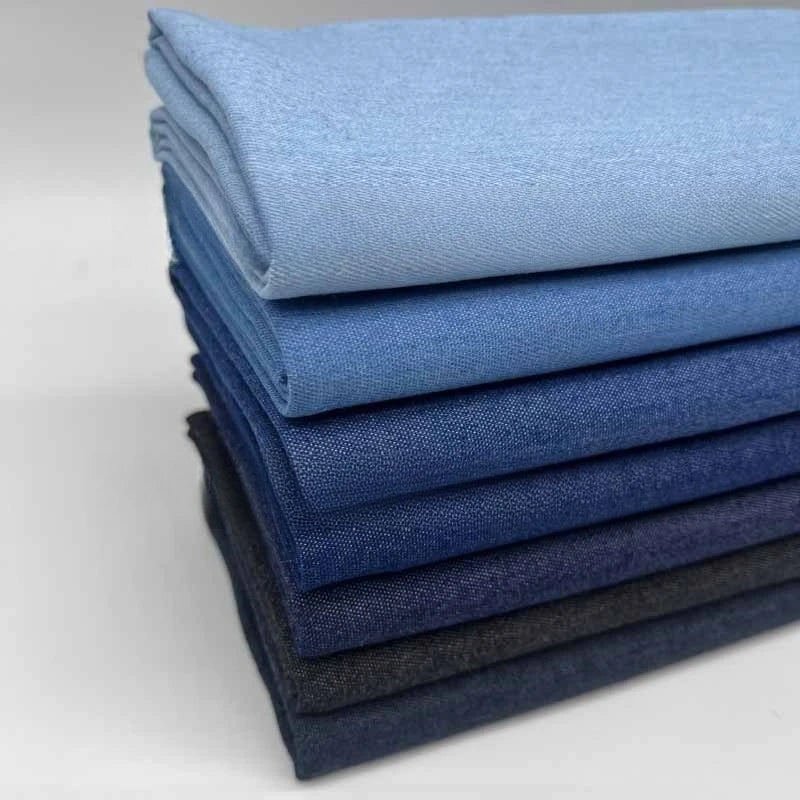 Thin Elastic Denim Fabric By The Meter for Clothing Shirts Jackets Pants Dresses Skirts Bags DIY Sewing Washed Cloth Soft Black